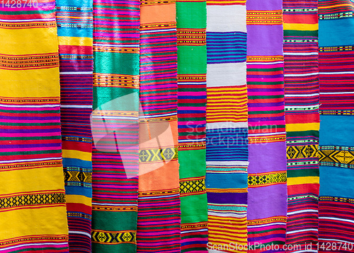 Image of hand made colorful scarf, Ethiopia