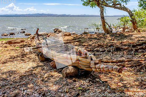 Image of traditional fishing papyrus boats, Ethiopia