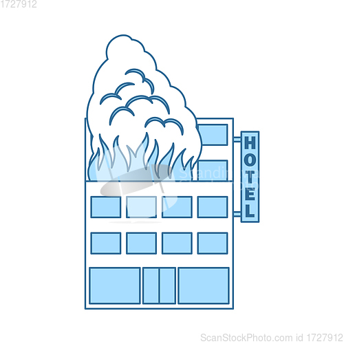 Image of Hotel Building In Fire Icon