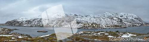 Image of Panorama of norwegian fjord, Lofoten islands, Norway