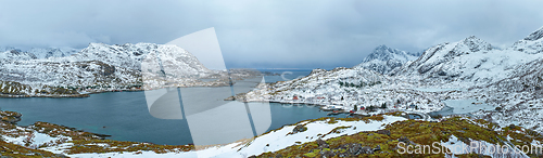 Image of Panorama of norwegian fjord, Lofoten islands, Norway