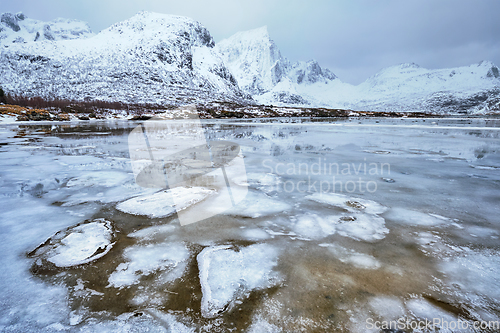 Image of Norwegian fjord in winter