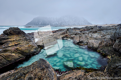 Image of Rocky coast of fjord in Norway