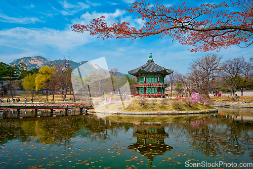 Image of Hyangwonjeong Pavilion, Gyeongbokgung Palace, Seoul, South Korea