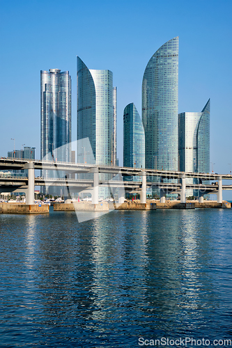 Image of Busan skyscrapers and Gwangan Bridge, South Korea