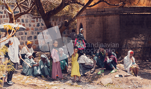 Image of faithful pilgrims in Debre Libanos, monastery in Ethiopia