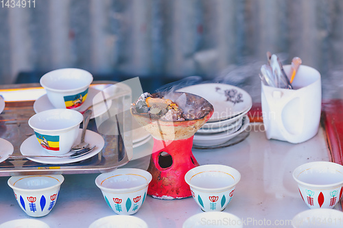 Image of cup of Ethiopian coffee with aromatic frankincense