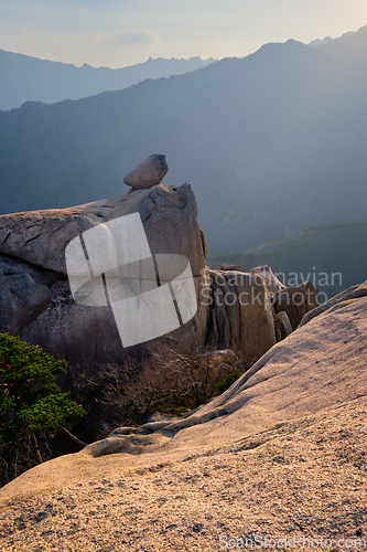 Image of View from Ulsanbawi rock peak on sunset. Seoraksan National Park, South Corea