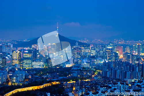 Image of Seoul skyline in the night, South Korea.