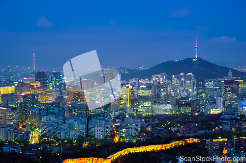 Image of Seoul skyline in the night, South Korea.