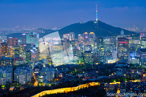 Image of Seoul skyline in the night, South Korea.