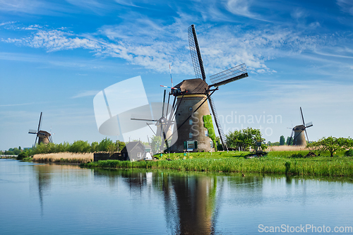 Image of Windmills at Kinderdijk in Holland. Netherlands