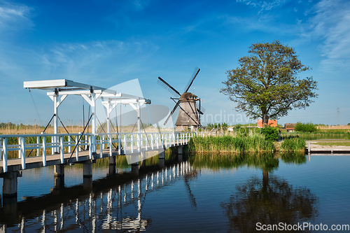 Image of Windmills at Kinderdijk in Holland. Netherlands