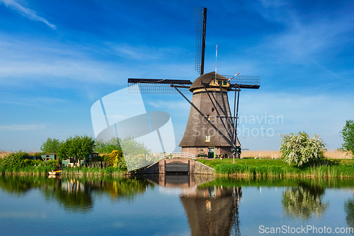 Image of Windmills at Kinderdijk in Holland. Netherlands