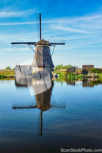 Image of Windmills at Kinderdijk in Holland. Netherlands