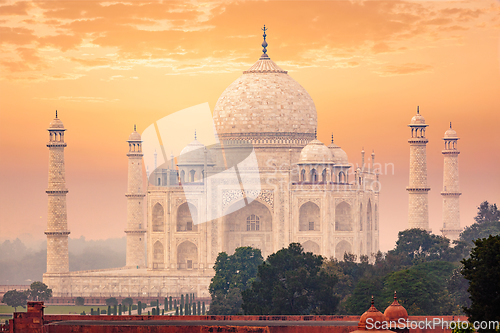 Image of Taj Mahal on sunrise sunset, Agra, India