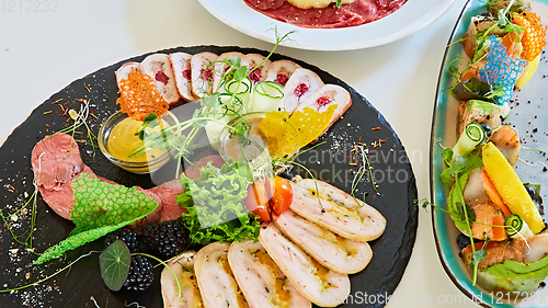 Image of Assortment of cold meats, variety of processed cold meat products