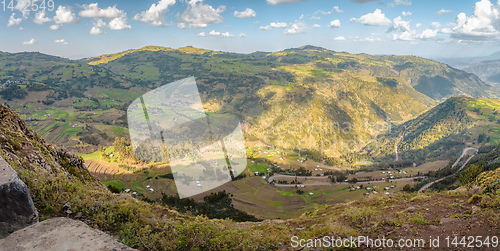 Image of mountain landscape with houses, Ethiopia