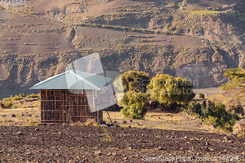 Image of mountain landscape with houses, Ethiopia