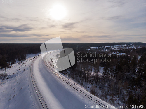 Image of Aerial drone photo of railway