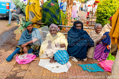 Image of Begging people on the street at Easter