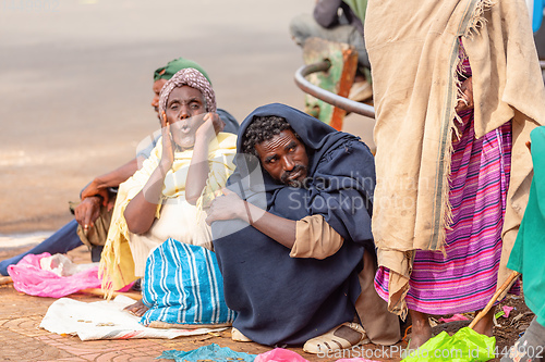 Image of Begging people on the street at Easter