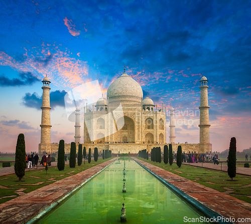 Image of Taj Mahal on sunrise sunset, Agra, India