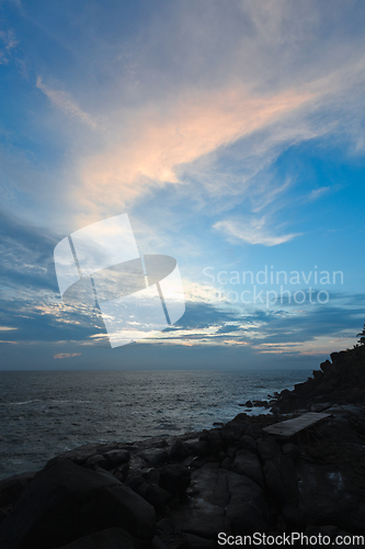 Image of Rocky coast at sunset