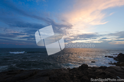 Image of Rocky coast at sunset