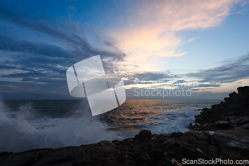 Image of Rocky coast at sunset