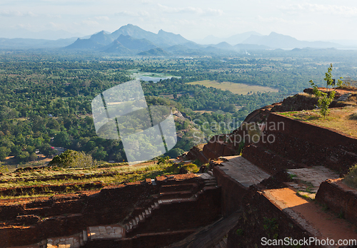 Image of View and ruins on top of Sigiriya rock