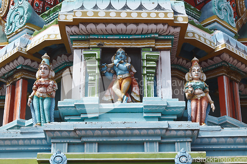 Image of Sculptures on Hindu temple gopura (tower)