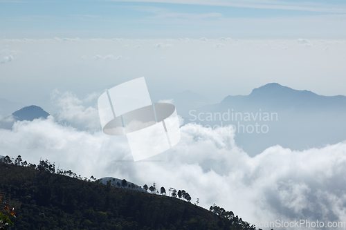 Image of Mountains in clouds. Kodaikanal, Tamil Nadu