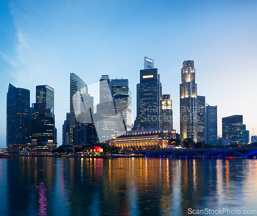 Image of Singapore skyline in evening