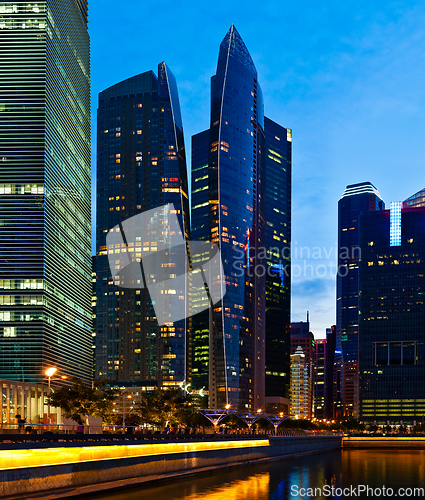 Image of Singapore downtown in evening