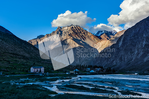 Image of Lahaul valley in Himalayas on sunset