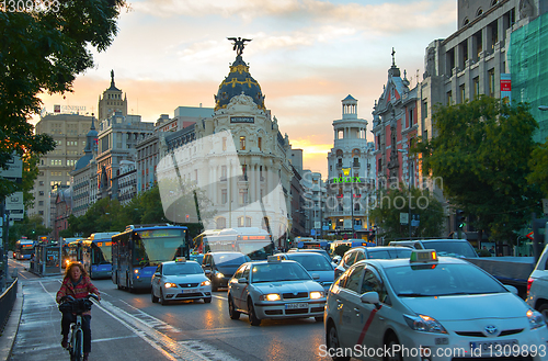 Image of Madrid city road traffic. Spain