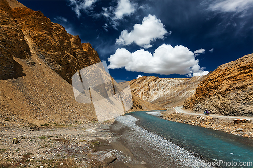 Image of Himalayas landscape with motorbike