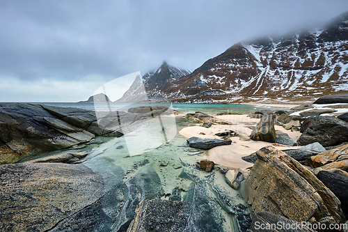 Image of Rocky coast of fjord in Norway