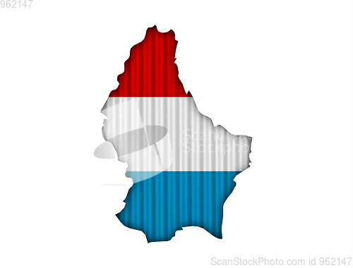 Image of Map and flag of Luxembourg on corrugated iron