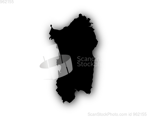 Image of Map of Sardinia with shadow