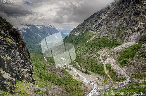 Image of Dramatic norwegian landscape in cold summer