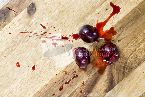 Image of juice of red ripe cherry