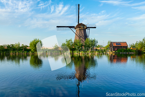 Image of Windmills at Kinderdijk in Holland. Netherlands