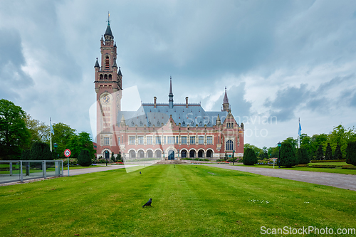 Image of The Peace Palace international law administrative building in The Hague, the Netherlands