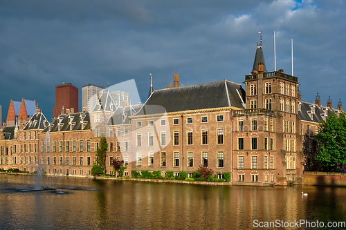 Image of Hofvijver lake and Binnenhof , The Hague