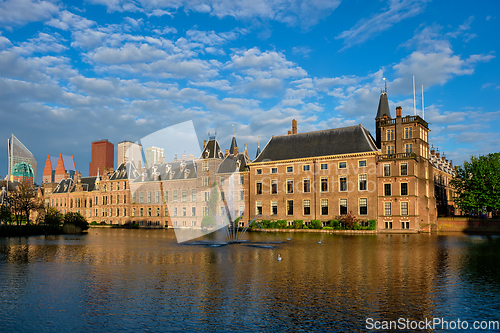 Image of Hofvijver lake and Binnenhof , The Hague