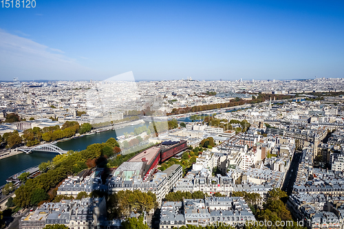 Image of Aerial city view of Paris from Eiffel Tower, France