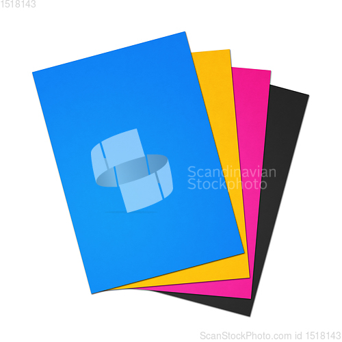 Image of CMYK Blank A4 paper sheet set on white background