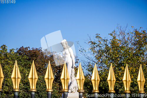 Image of The Nymph statue in Tuileries Garden entrance gate, Paris